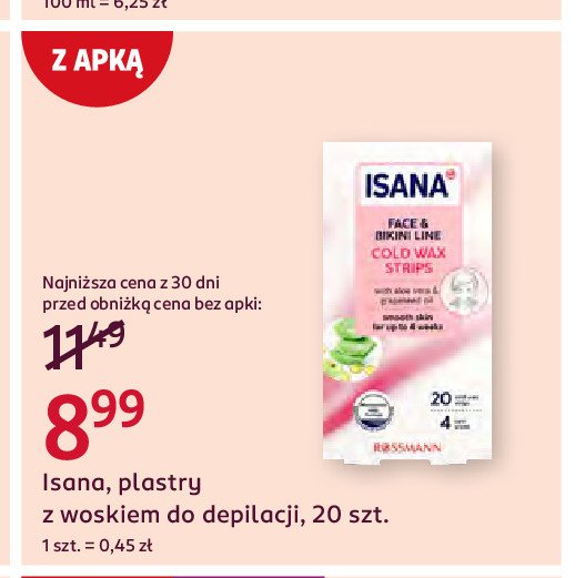 Plastry do depilacji twarzy Isana promocja w Rossmann