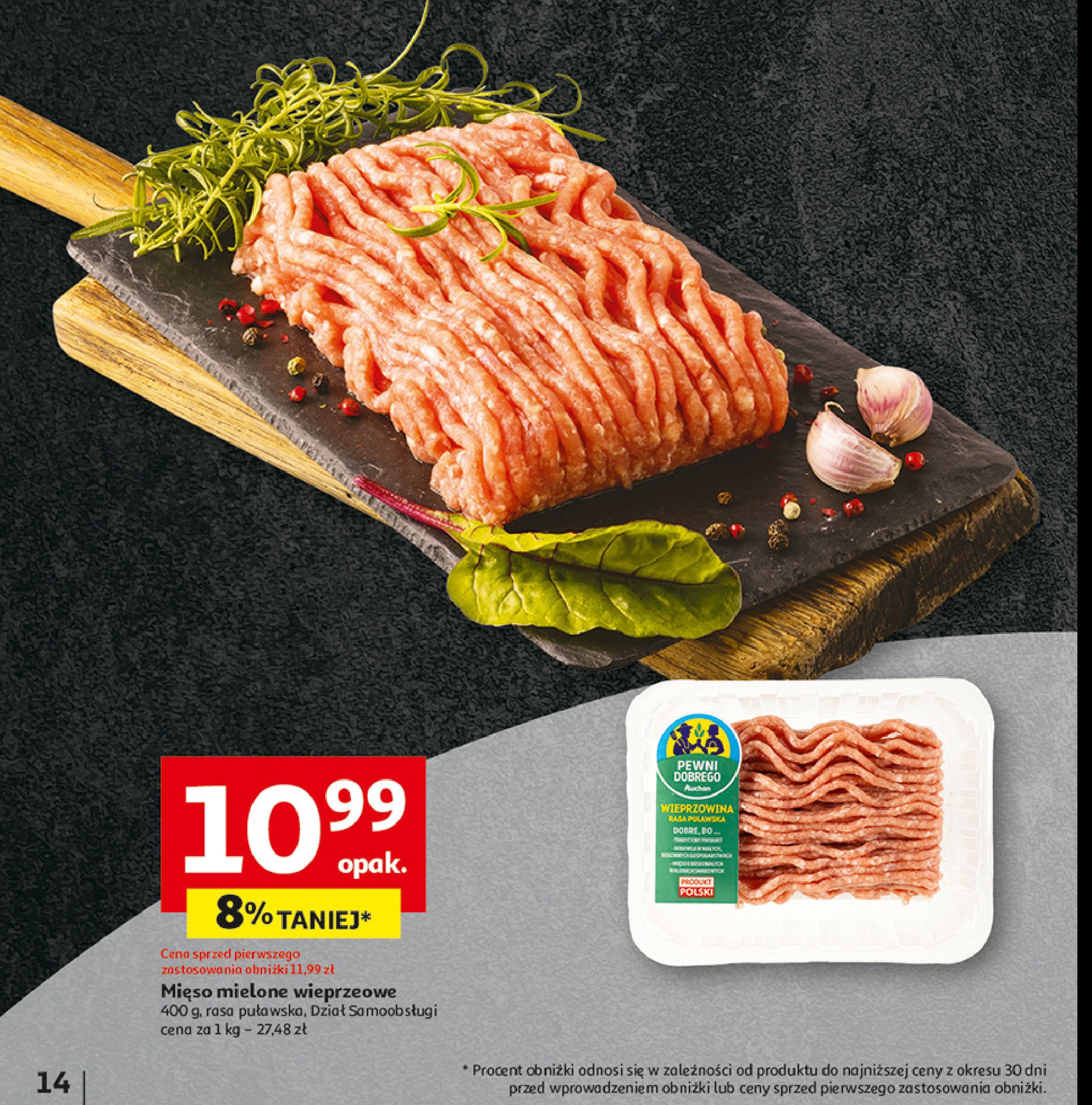 Mięso mielone wieprzowe Auchan pewni dobrego promocja