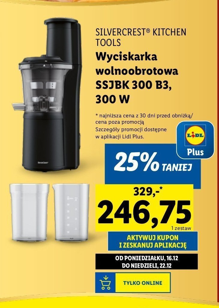 Wyciskarka wolnoobrotowa 300 w Silvercrest promocja w Lidl