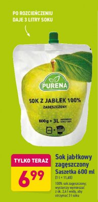 Sok zagęszczony jabłkowy 100 % Purena promocja