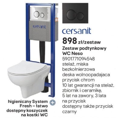 Zestaw podtynkowy WC Neso promocja w Castorama