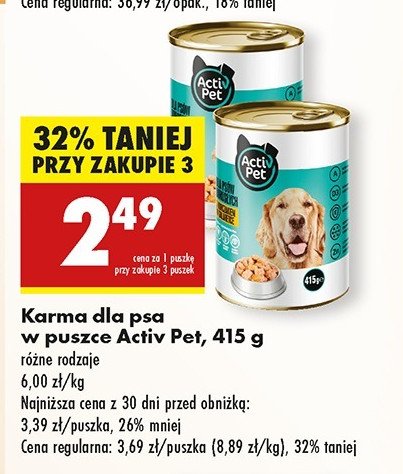 Karma dla psa z kurczakiem w galarecie Activ pet promocja w Biedronka