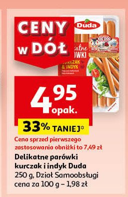 Parówki delikatne z kurczaka i indyka Silesia duda promocja w Auchan