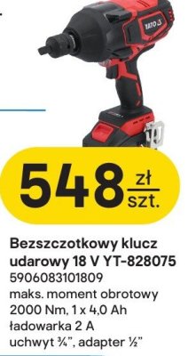 Bezszczytkowy klucz udarowy Yato 18V YT-828075 promocja w Castorama