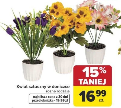 Kwiat sztuczny w doniczce różne rodzaje promocja w Carrefour