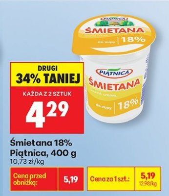 Śmietana 18%  promocja w Biedronka