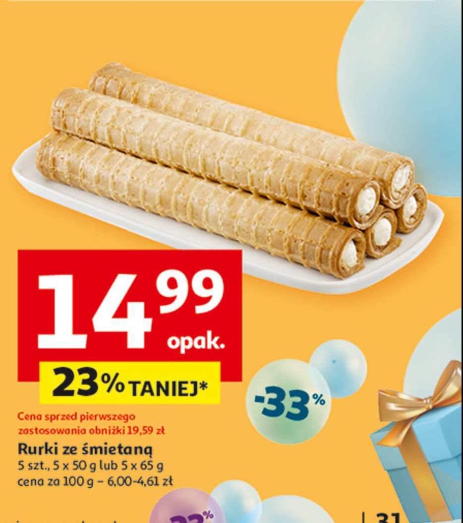 Rurki z bitą śmietaną promocja w Auchan