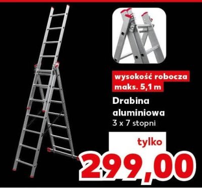 Drabina aluminiowa 3 x 7 stopni wysokość robocza maks. 5,1m Kaufland promocja w Kaufland