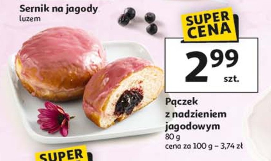 Pączek z nadzieniem jagodowym promocja w Auchan