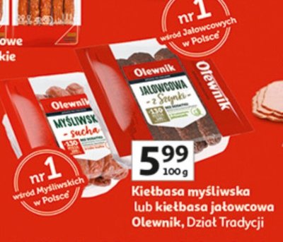 Kiełbasa myśliwska lub kiełbasa jałowcowa Olewnik luzem promocja w Auchan