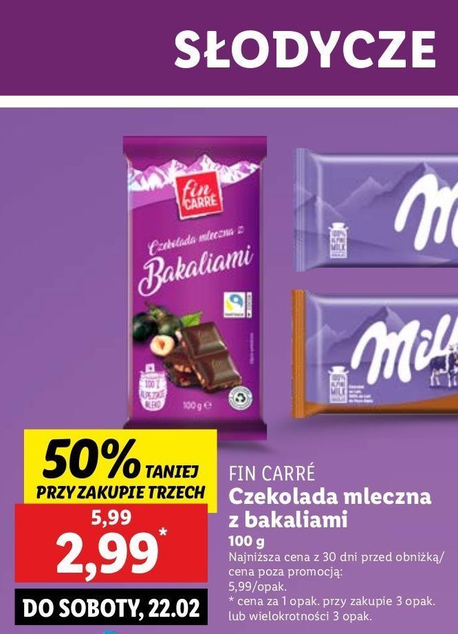 Czekolada mleczna z bakaliami Fin carre promocja