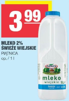 Mleko 2% świeże wiejskie Piątnica promocja w SPAR