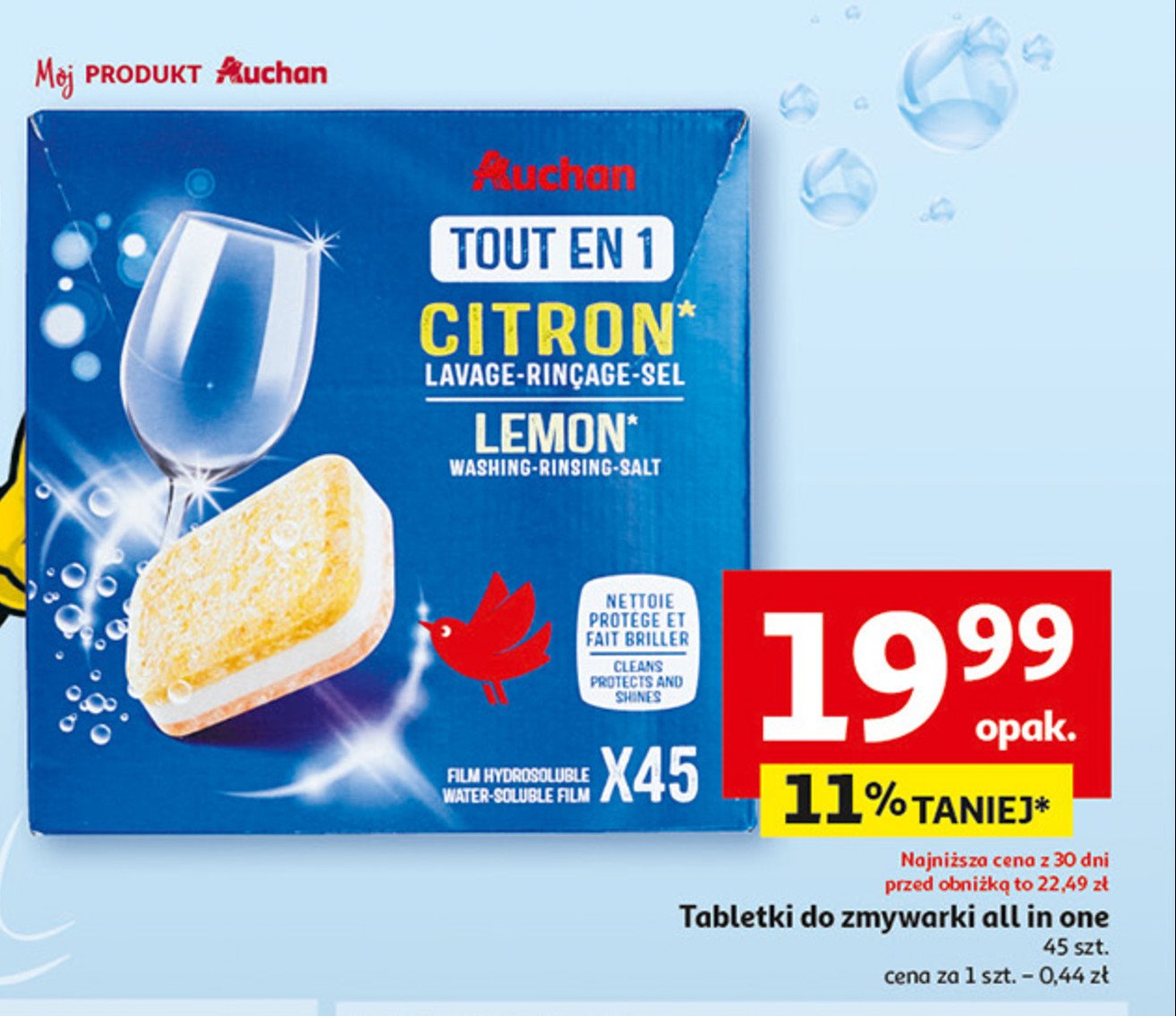 Tabletki wielofunkcyjne do zmywarek citron Auchan promocja