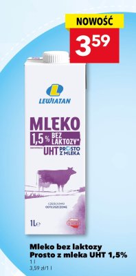 Mleko bez laktozy Prosto z mleka UHT 1,5% Lewiatan promocja w LEWIATAN