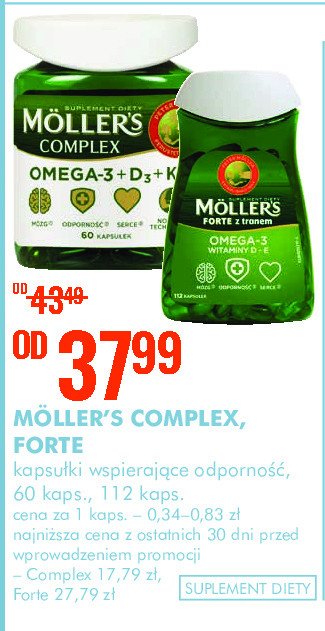 Kapsułki omega-3 + d3 + k2 Moller's complex promocja