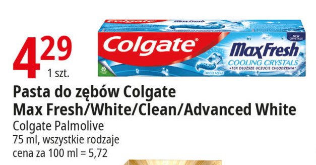Pasta do zębów Colgate advanced white promocja