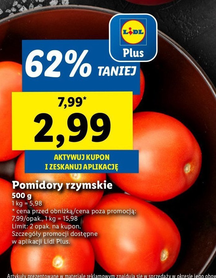 Pomidory rzymskie promocja w Lidl