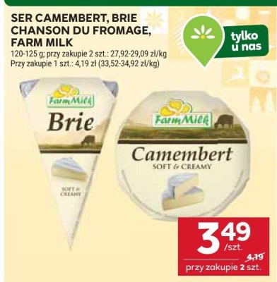 Ser Camembert Brie Farm Milk promocja w Stokrotka