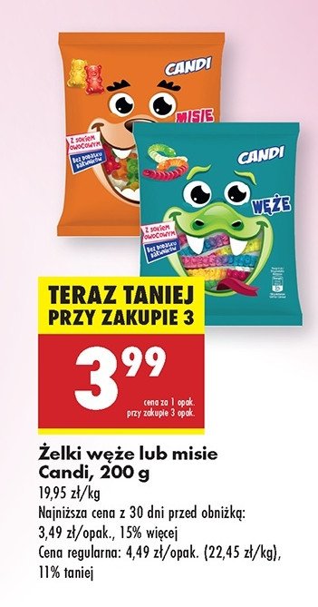 Żelki węże Candi (biedronka) promocja w Biedronka