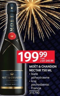 Wino szampańskie MOËT & CHANDON NECTAR 750 ML białe półwytrawne promocja w Selgros