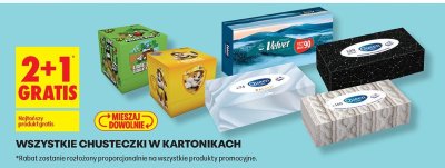 Wszystkie chusteczki w kartoniku 2+1 GRATIS promocja w Biedronka