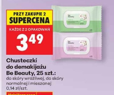 Chusteczki do demakijażu skóry wrażliwej, 25 szt. promocja w Biedronka
