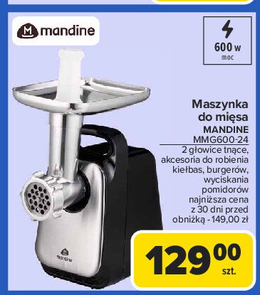 Maszynka do mięsa mmg600-24 Mandine promocja w Carrefour Market