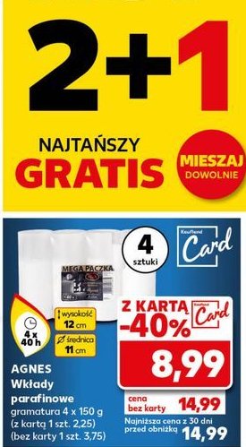 Wkłady parafinowe 40h Agnes promocja w Kaufland