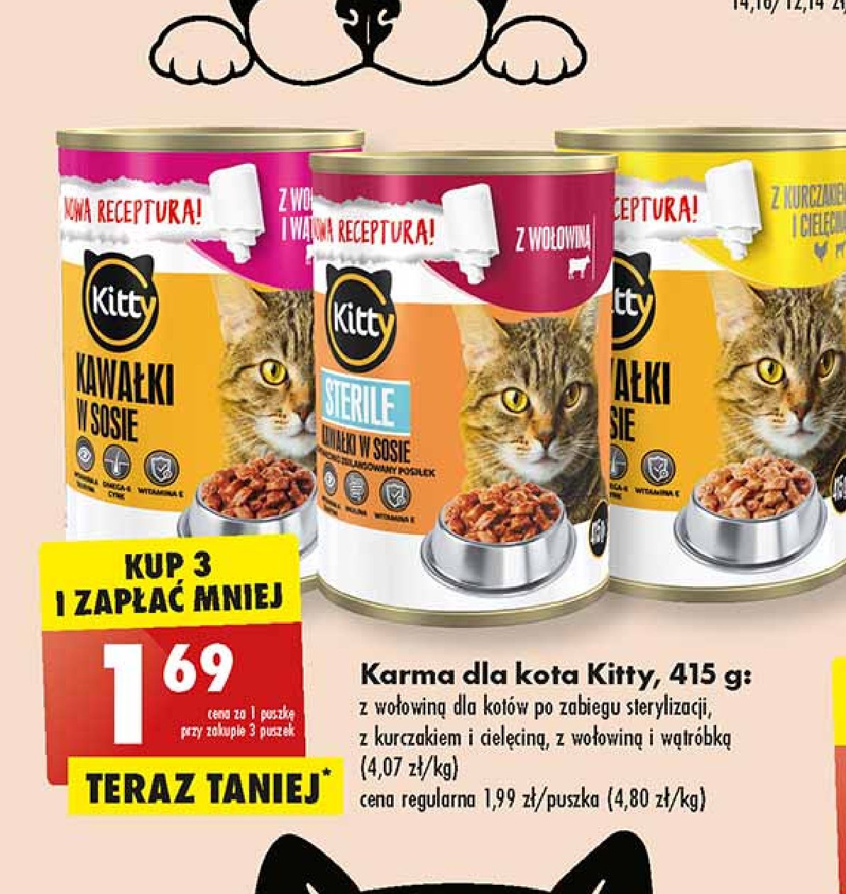Karma dla kota sterile z wołowiną Kitty promocja