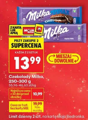 Czekolada Milka 250-300g promocja w Biedronka