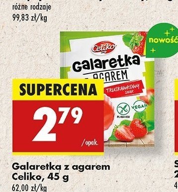 Galaretka z agarem truskawkowa Celiko promocja w Biedronka