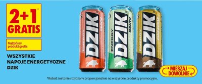 Napoje energetyczne Dzik wszystkie rodzaje promocja w Biedronka