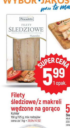 Filety z makreli wędzone Pescadero promocja