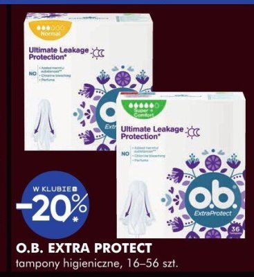 Tampony higieniczne O.B. Extra Protect 16-56 szt. promocja w Super-Pharm