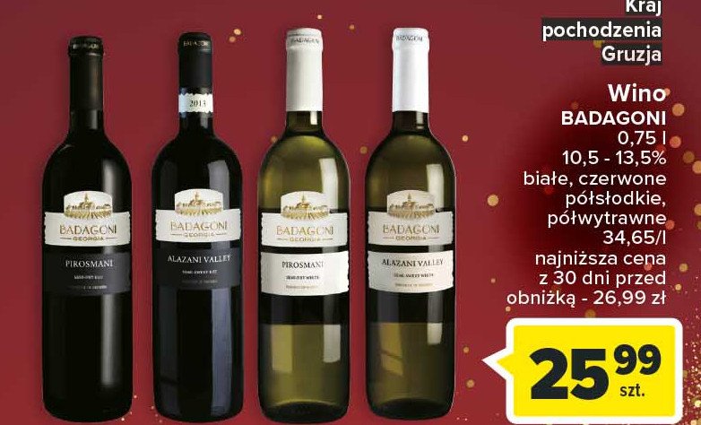 Wino Badagoni alazani semi dry promocja