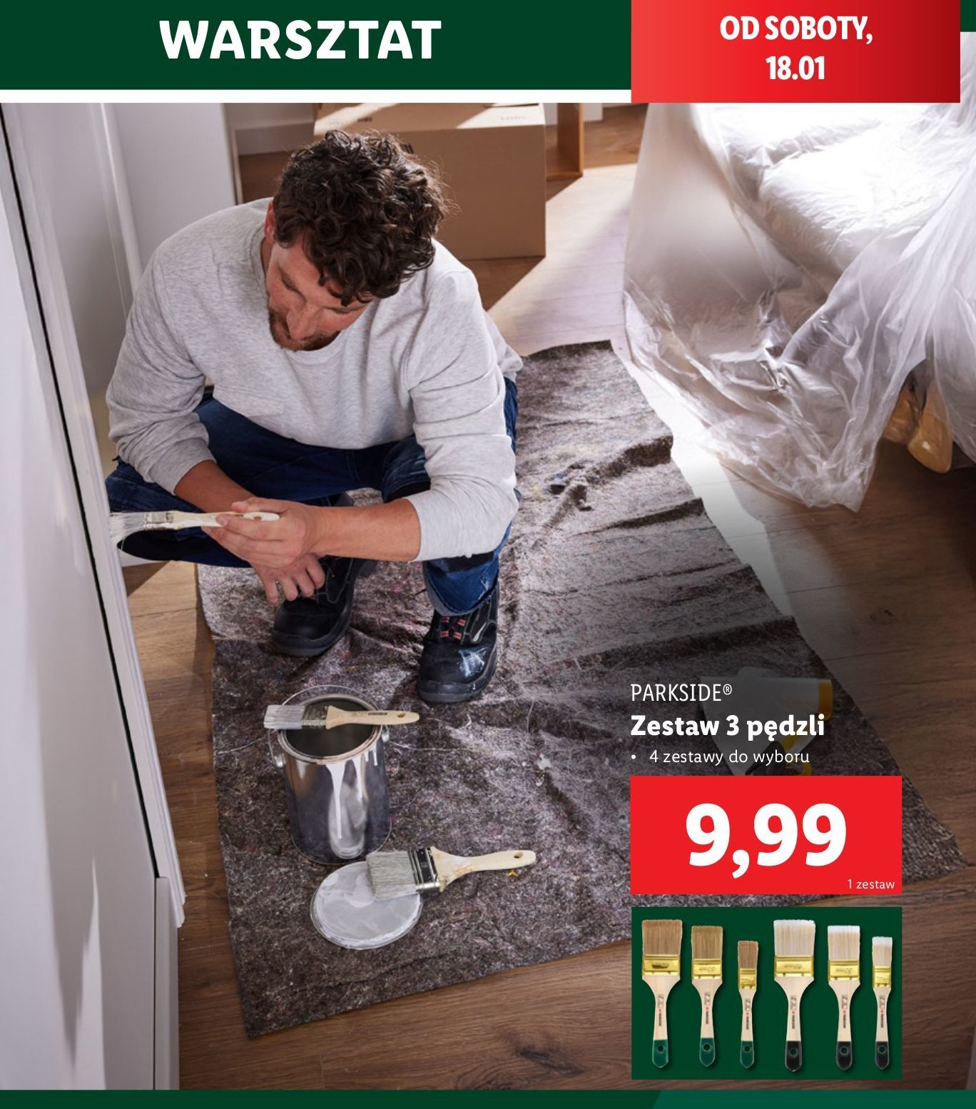 Zestaw pędzli płaskich Parkside promocja w Lidl