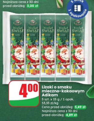 Lizaki o smaku mleczno-kakaowym  promocja w Dino