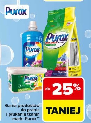 Gama produktów do prania i płukania tkanin marki Purox promocja w Carrefour