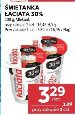 Śmietanka Łaciata 30% Mlekpol promocja w Stokrotka