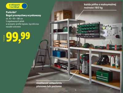 Regał przemysłowy ocynkowany Parkside promocja w Lidl