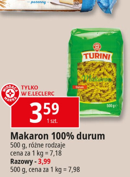 Makaron razowy świdry Wiodąca marka turini promocja w ABC