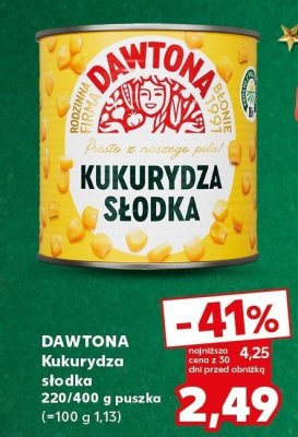 Kukurydza słodka Dawtona 220/400 g puszka promocja w Kaufland