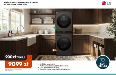 Wieża piorąca LG Washtower WT1210BBF 12/10kg pompa ciepła ThinQ promocja w Max Elektro