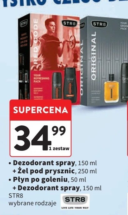 Zestaw w pudełku original: dezodorant 150 ml + płyn po goleniu 50 ml Str8 zestaw promocja w Intermarche