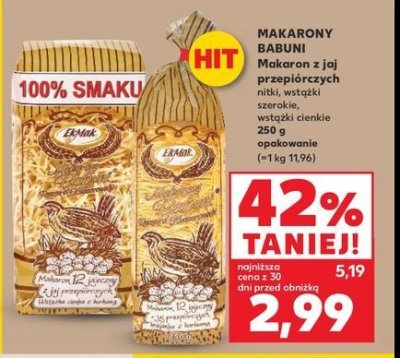 Makaron z jaj przepiórczych wstążka cienka Eko-mak promocja
