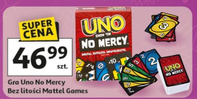 Gra Uno No Mercy Bez litości Mattel Games promocja w Auchan