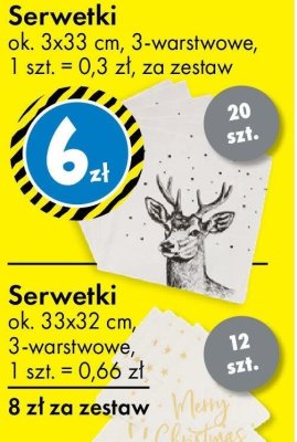 Serwetki ok. 33x32 cm, 3-warstwowe promocja w Tedi