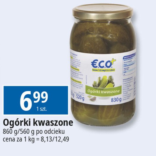 Ogórki kwaszone Eco+ promocja w Leclerc