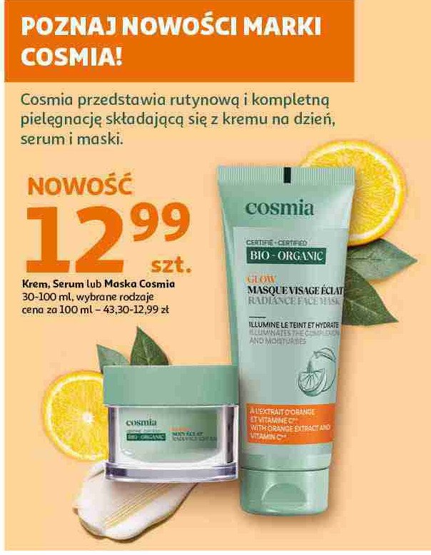 Maska do twarzy glow Cosmia bio promocja