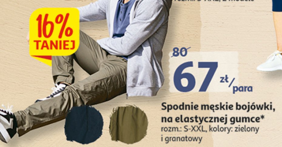 Spodnie bojówki męskie z paskiem Auchan promocja
